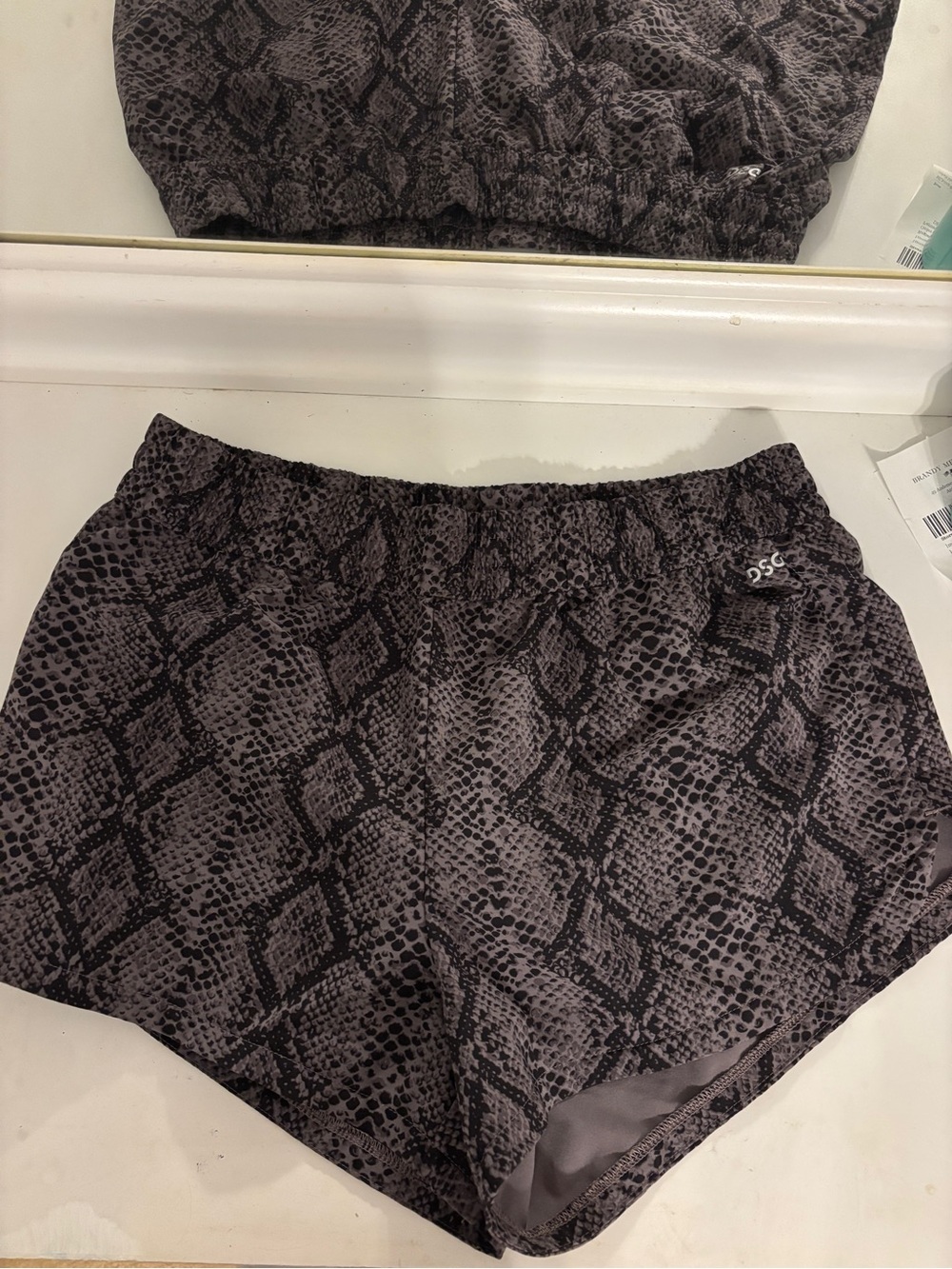 Women's Snake-Print Running Shorts - Charcoal